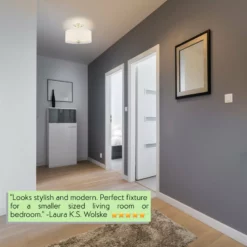 Kira Home Addison 13" Ceiling Light, Off-White Fabric Drum Shade, Brushed Nickel -Ceiling Lighting Shop 5fe17c300ebc7c31 8697 w800 h800 b0 p0