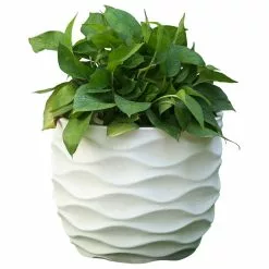 LuxenHome White Wavy Design Planter Large