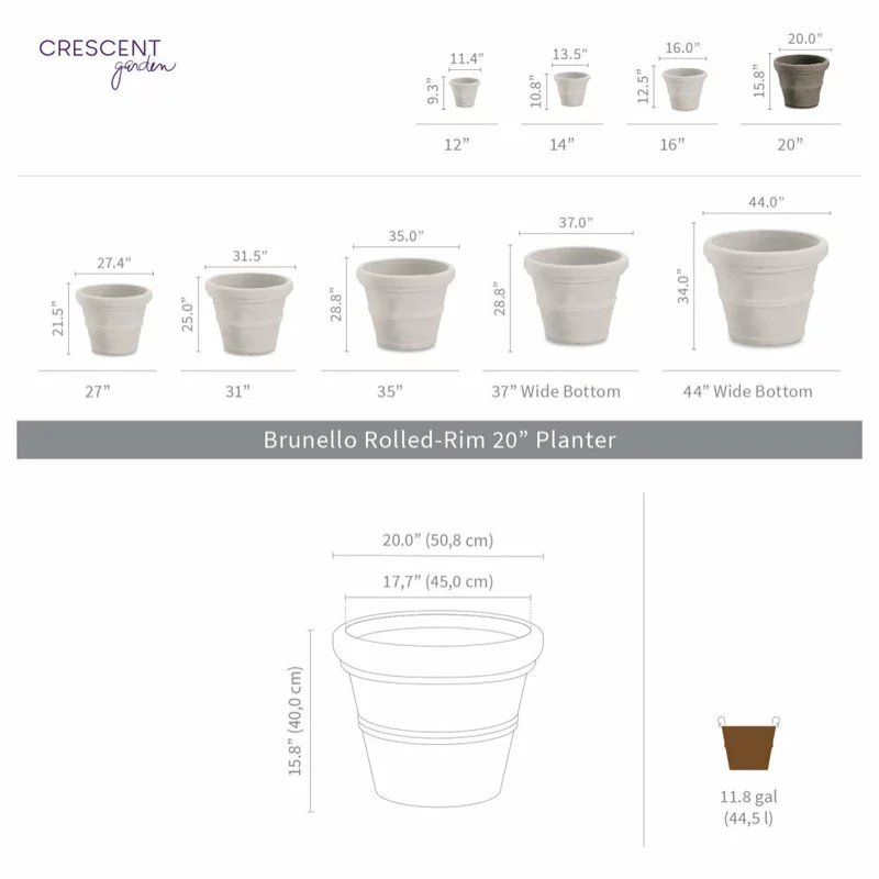 Crescent Garden Brunello Planter, Weathered Terracotta, 20" 2 Crescent Garden Brunello Planter, Weathered Terracotta, 20" - Image 2