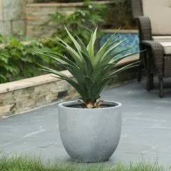 LuxenHome Round Light Gray Finish Planter, Medium -Ceiling Lighting Shop 60c19cfd0112f20d 3405 w800 h800 b0 p0