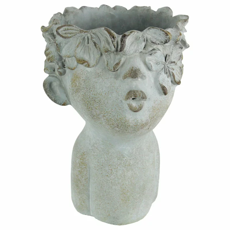 Distinctive Designs Pucker Up Kissing Face Weathered Finish Concrete Head Planter 10 Inches High 1 Distinctive Designs Pucker Up Kissing Face Weathered Finish Concrete Head Planter 10 Inches High