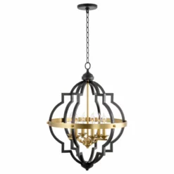 Kira Home Capistrano 28" 6-Light Rustic Farmhouse Chandelier, Warm Brass + Black -Ceiling Lighting Shop 61a179640f494581 8444 w800 h800 b1 p0