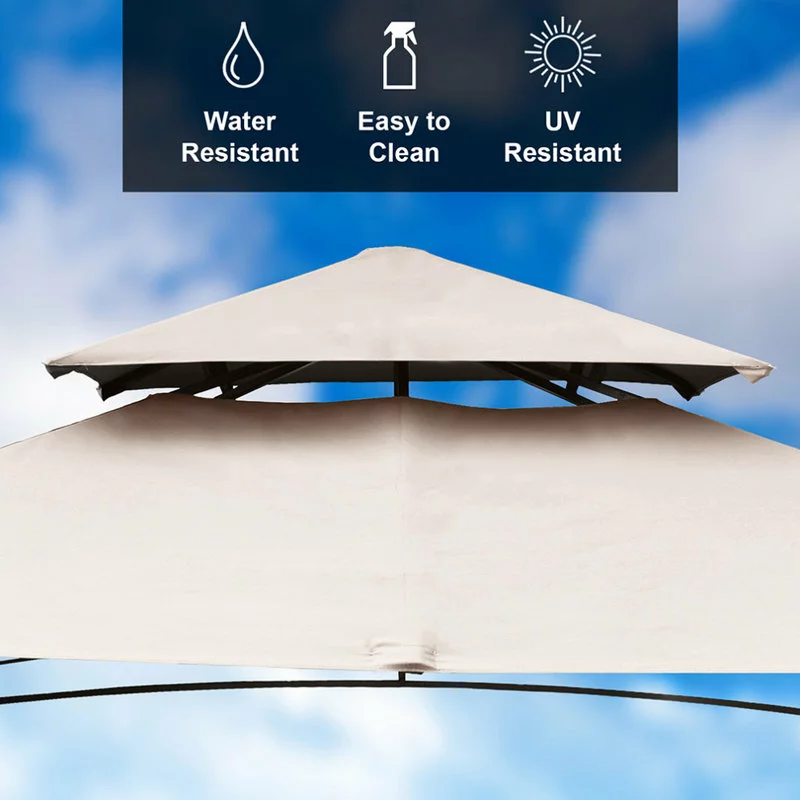 HIO 8 Ft. X 5 Ft. 2-Tier Steel Grill Gazebo With Shelves, Beige 5 HIO 8 Ft. X 5 Ft. 2-Tier Steel Grill Gazebo With Shelves, Beige - Image 5