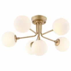 JONATHAN Y Olivier Parisian 24" 6-Light Globe Modern Iron Bistro LED Semi Flush Mount, Gold -Ceiling Lighting Shop 62316895018ef82d 3583 w800 h800 b1 p0