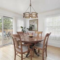 LNC Lighting LNC 3-Light Farmhouse Drum Distressed White Wood And Metal Dimmable Chandelier -Ceiling Lighting Shop 6351182a034d2977 9990 w800 h800 b0 p0