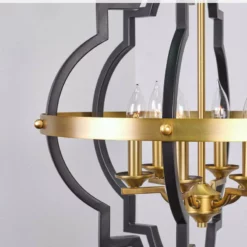 Kira Home Capistrano 28" 6-Light Rustic Farmhouse Chandelier, Warm Brass + Black -Ceiling Lighting Shop 6351fa6e0f49457f 8444 w800 h800 b0 p0