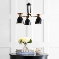 JONATHAN Y Edison Metal LED Pendant, Black, Brass Gold, Width: 20" -Ceiling Lighting Shop 63e15fb9037e2fb8 9035 w800 h800 b0 p0