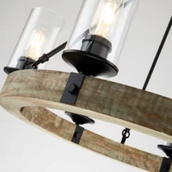 Edvivi Lighting 6 Light Matte Black And Vintage Wood Wheel Chandelier -Ceiling Lighting Shop 65716c4f0fc84039 2625 w800 h800 b0 p0