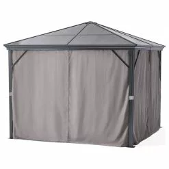 GDFStudio GDF Studio Bali Outdoor 10'x10' Aluminum Framed Gazebo With Curtains, Gray/Black -Ceiling Lighting Shop 65a1ecb402382c90 8199 w800 h800 b1 p0