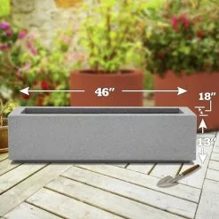 PolyStone Planters Milan Short Outdoor Trough Planter, Concrete Gray -Ceiling Lighting Shop 661140ee0669d1aa 6409 w800 h800 b0 p0