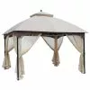 HIO 10 Ft. X 12 Ft. Beige Soft Top Steel/Metal Outdoor Patio Gazebo