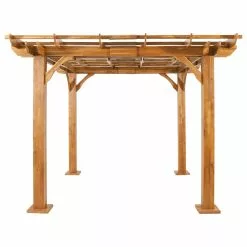 GDFStudio Dorain Outdoor 10'x10' Acacia Wood Pergola, Teak