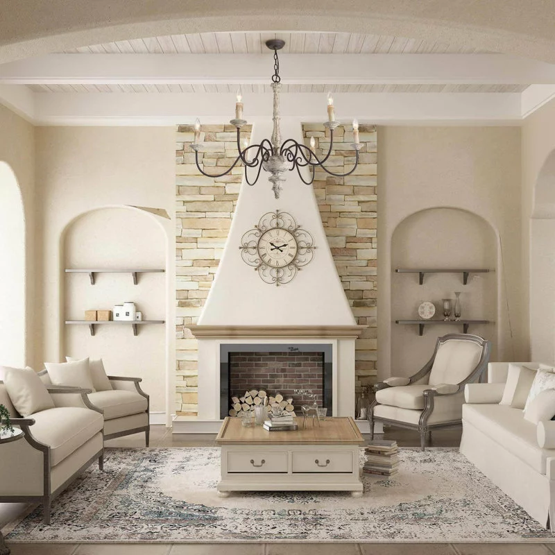 LNC Lighting LNC 6-Light French Country And Farmhouse Candle Rustic Chandelier Lighting 6 LNC Lighting LNC 6-Light French Country And Farmhouse Candle Rustic Chandelier Lighting - Image 6