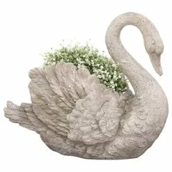 Urban Designs, Casa Cortes Urban Designs Swan Cast Stone Planter Garden Decor, Grey