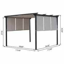 GDFStudio GDF Studio Dione Outdoor Steel Framed9.5' By 9.5' Gazebo, Gray -Ceiling Lighting Shop 68319bd301e6664e 9639 w800 h800 b1 p0