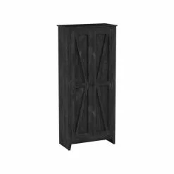 EFurnish Farmhouse Storage Cabinet, Rustic Barn Design With Adjustable Shelves, Gray