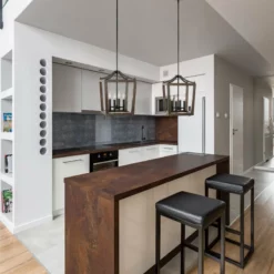 Kira Home Hollis 17" Farmhouse Foyer Lantern Pendant Light, Wood Style Metal -Ceiling Lighting Shop 68b1d9ff0f1b4d6b 8449 w800 h800 b0 p0