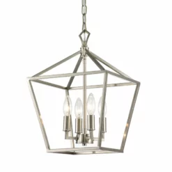 Edvivi Lighting 4-Light Brushed Nickel Lantern Pendant Chandelier 12"