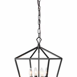 Edvivi Lighting 4-Light Matte Black Lantern Pendant Chandelier 16" With Nickle Or Black Sleeve -Ceiling Lighting Shop 6951c0000edd93f3 5977 w800 h800 b0 p0