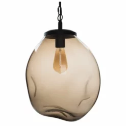 Casamotion Pendant Light Handblown Glass Contemporary Hanging Light, Brown,16"