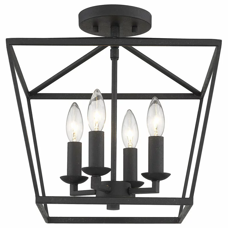 Lighting Favorites 4 Light Semi-flush Convertible To Pendant Forged Black Lantern 2 Lighting Favorites 4 Light Semi-flush Convertible To Pendant Forged Black Lantern - Image 2