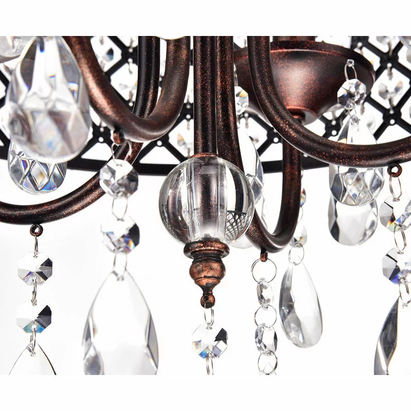 Edvivi Lighting Marya 4-Light Antique Copper Round Beaded Drum Chandelier Hanging Crystals Glam 3 Edvivi Lighting Marya 4-Light Antique Copper Round Beaded Drum Chandelier Hanging Crystals Glam - Image 3