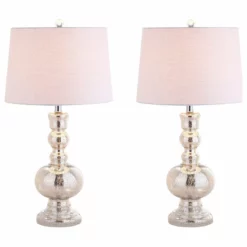 JONATHAN Y Genie 28.5" Glass Table Lamp, Set Of 2, Mercury Silver