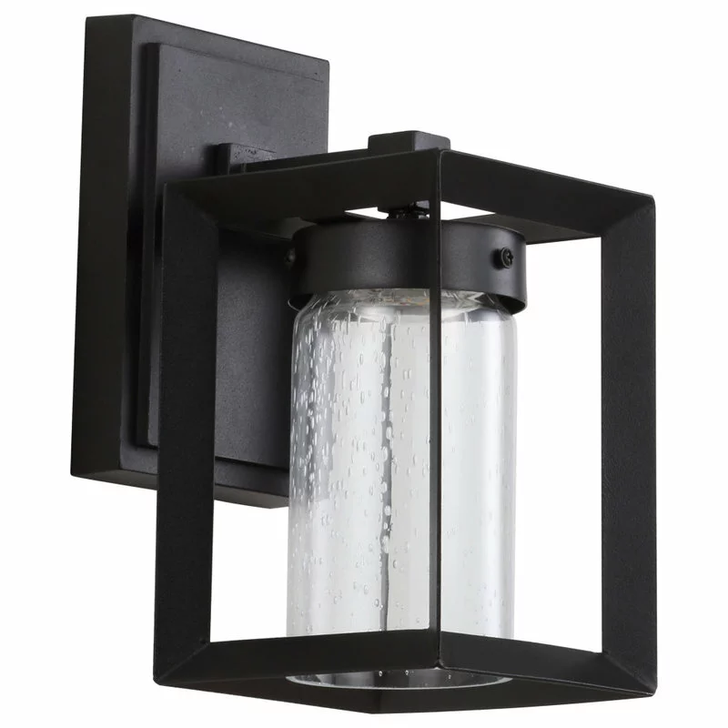 JONATHAN Y Nate 6.75" Outdoor Modern Cube Bubble Glass/Metal Integrated LED Sconce, Black 6 JONATHAN Y Nate 6.75" Outdoor Modern Cube Bubble Glass/Metal Integrated LED Sconce, Black - Image 6