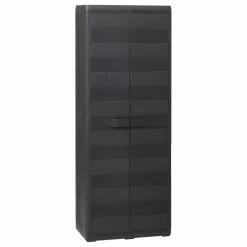 Vida XL International B.V. VidaXL Garden Storage Cabinet With 3 Shelves Black 25.6"x15"x67.3" Locker