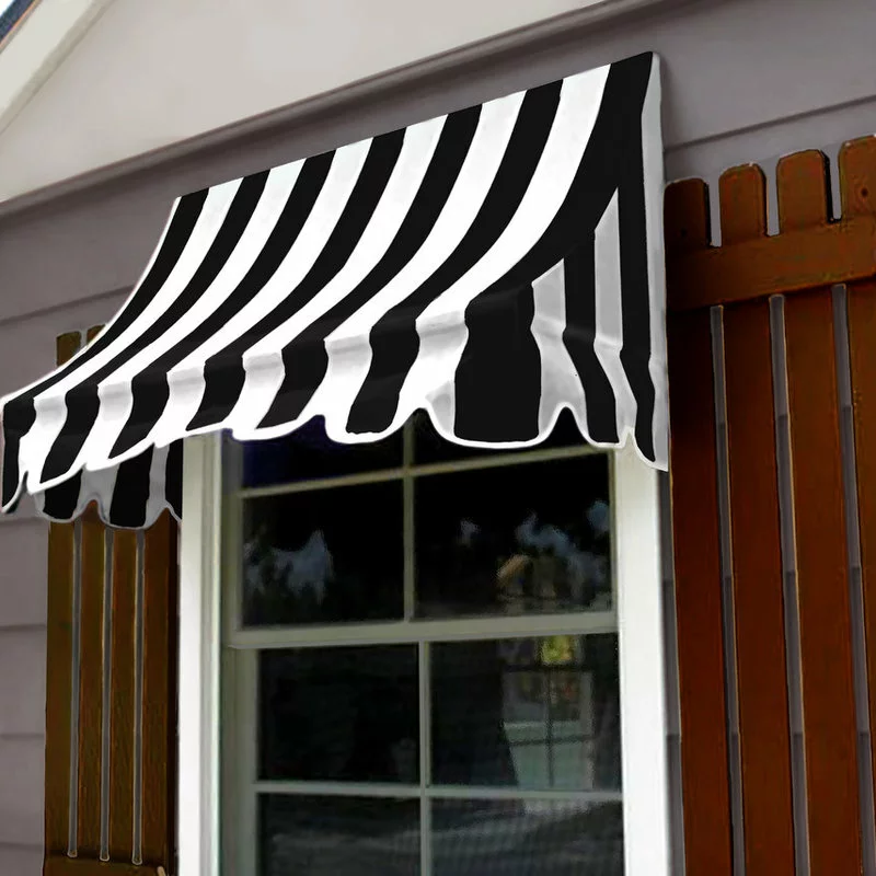 Awntech Corporation 3' Nantucket Window, Entry Awning, 31" Hx24" D, Black/White 2 Awntech Corporation 3' Nantucket Window, Entry Awning, 31" Hx24" D, Black/White - Image 2
