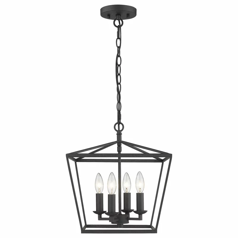 Lighting Favorites 4 Light Semi-flush Convertible To Pendant Forged Black Lantern 3 Lighting Favorites 4 Light Semi-flush Convertible To Pendant Forged Black Lantern - Image 3
