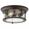 JONATHAN Y Lauren 13.25" Metal And Glass Led Flush Mount, Oil Rubbed Bronze/Clear