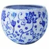 U.S. Sourcing Inc./Goodman And Wife Old World Hand-Pressed Blue And White Floral Pattern Ceramic Round Garden Pot, F