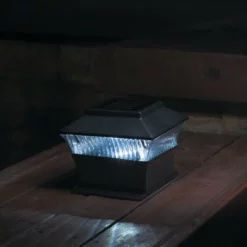 Glitzhome 5.75"L Solar Powered LED Fence Post Cap Light, Set Of 4, Black -Ceiling Lighting Shop 71511812008fb184 5013 w800 h800 b0 p0