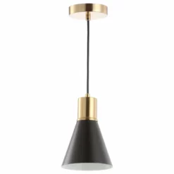 JONATHAN Y Apollo Metal LED Pendant, Black, Brass Gold, Black/Brass Gold, Width: 6.00" -Ceiling Lighting Shop 7191013d03893739 2976 w800 h800 b1 p0