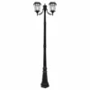 Gama Sonic Victorian Solar Lamp Post, Double Lamp, GS-Solar LED Bulb, Black Finish