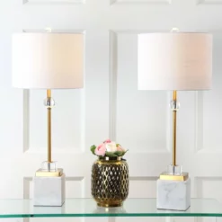 JONATHAN Y Dawson 30" Marble And Crystal Table Lamp, Brass, Set Of 2 -Ceiling Lighting Shop 71b1214f0384f885 7535 w800 h800 b0 p0