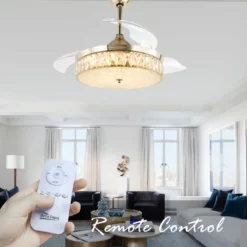 Bella Depot Decorative Gold Drum Ceiling Fan With Light And Remote, Foldable Blade, French Gold, Neutral White (4000k) -Ceiling Lighting Shop 71f15b600396ecb4 3427 w800 h800 b0 p0