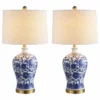 JONATHAN Y Jennifer 25.75" Ceramic Led Table Lamp, Blue And White, Set Of 2