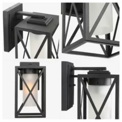 LALUZ Farmhouse Black Lantern Outdoor Wall Lighting Sconces With Glass Shade 16 LALUZ Farmhouse Black Lantern Outdoor Wall Lighting Sconces With Glass Shade -Ceiling Lighting Shop 7411ba3302f374a8 3033 w800 h800 b1 p0