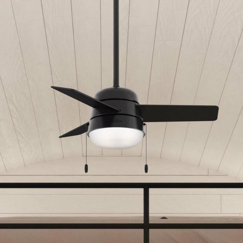 Hunter Fan Company 36" Aker Matte Black Ceiling Fan With Light 4 Hunter Fan Company 36" Aker Matte Black Ceiling Fan With Light - Image 4
