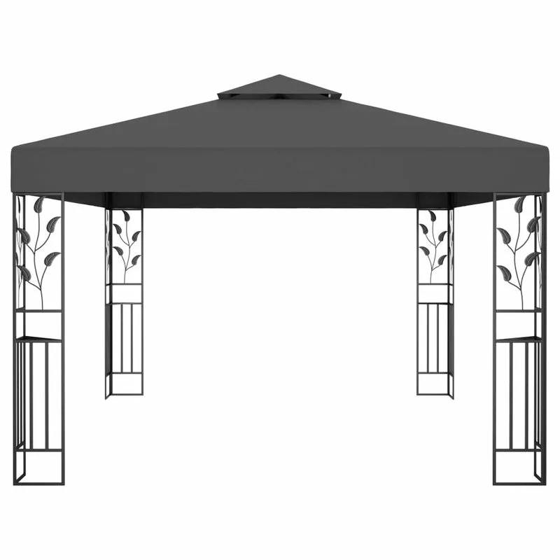 Vida XL International B.V. VidaXL Gazebo With Double Roof 9.8'x13.1' Anthracite Garden Outdoor Sunshade 3 Vida XL International B.V. VidaXL Gazebo With Double Roof 9.8'x13.1' Anthracite Garden Outdoor Sunshade - Image 3