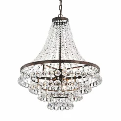 Edvivi Lighting Towne Parke 7-Light Antique Copper And Crystal Empire 4 Tier Chandelier