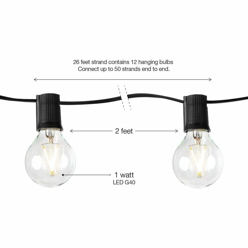 Brightech Ambience Pro - Globe, Waterproof LED Outdoor String Lights 24ft, Black 2 Brightech Ambience Pro - Globe, Waterproof LED Outdoor String Lights 24ft, Black - Image 2