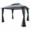 HIO 12 Ft. X 10 Ft. Outdoor Patio Gazebo With Double Roof And Netting