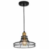 Edvivi Lighting Locke 1-Light Black And Antique Gold Pendant With Clear Glass Shade