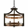 Kira Home Woodrow 15" Farmhouse Semi Flush Convertible Pendant Light, Wood Style