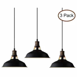 Mooseled Florence Black Barn Pendant Light Loft Fixture, 10.23", 3-Pack