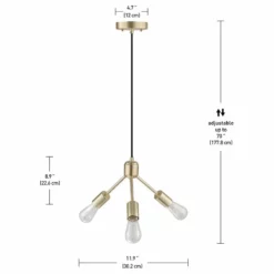 Globe Electric Novogratz X Globe Wyatt 3-Light Gold Chandelier With Matte Black Cloth Cord -Ceiling Lighting Shop 79b142cd0f611eb8 4859 w800 h800 b1 p0