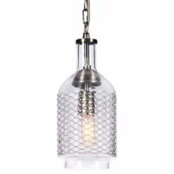 Casamotion Industrial Edison Hand Blown Glass Pendant Light With Brass Wire, 7"